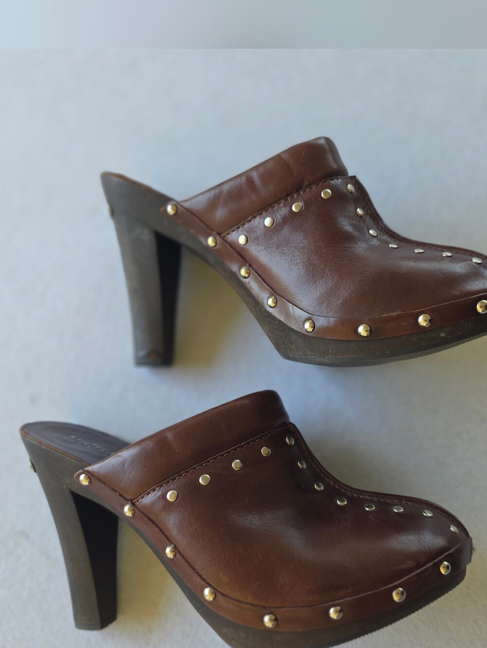 Boho Chic Michael Kors Brown Leather Studded Mule Heels